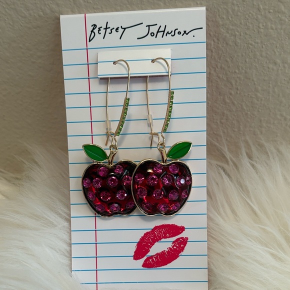 Betsey Johnson Gold Apple Jewelry Set with Red & Green Accents - Picture 9 of 17